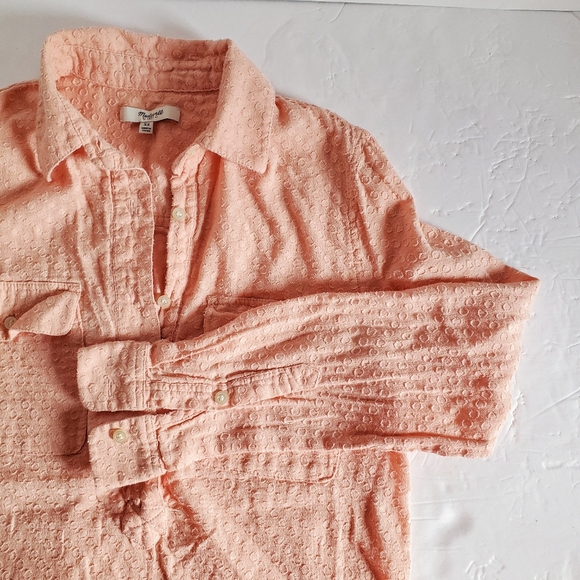 MADEWELL Market Popover Peach Swiss Dot Top XS - Picture 2 of 9